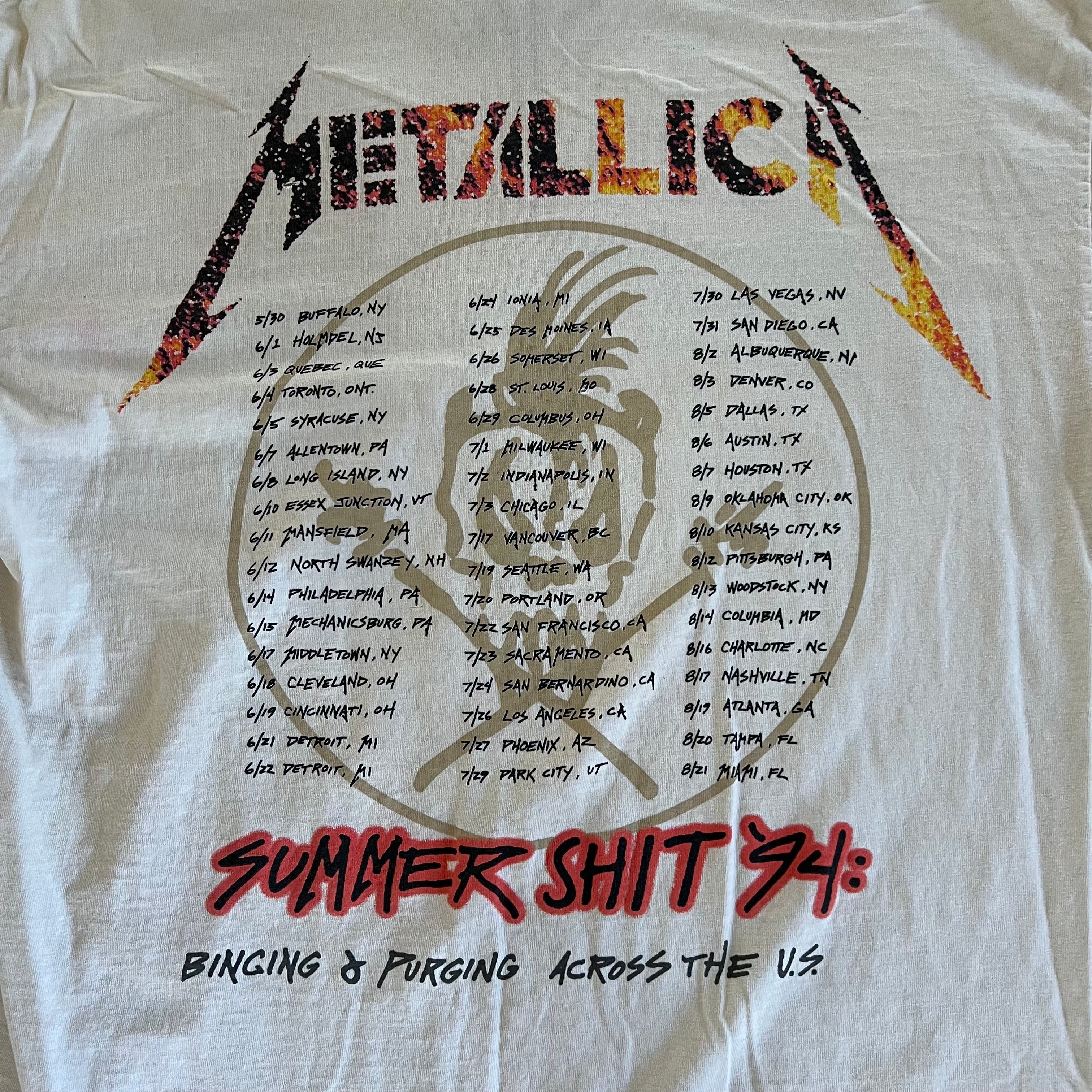 1994 Metallica Summer Tour Vintage Band Tee Shirt