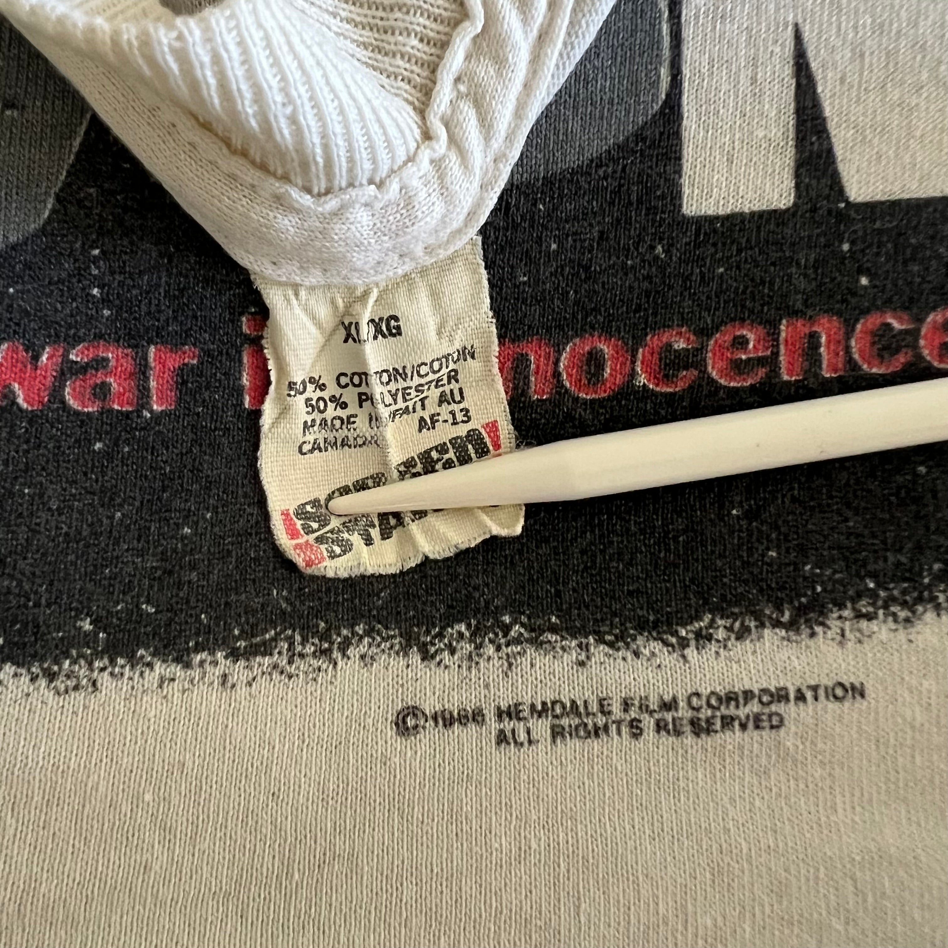 1986 Platoon Vintage Movie Promo Tee Shirt