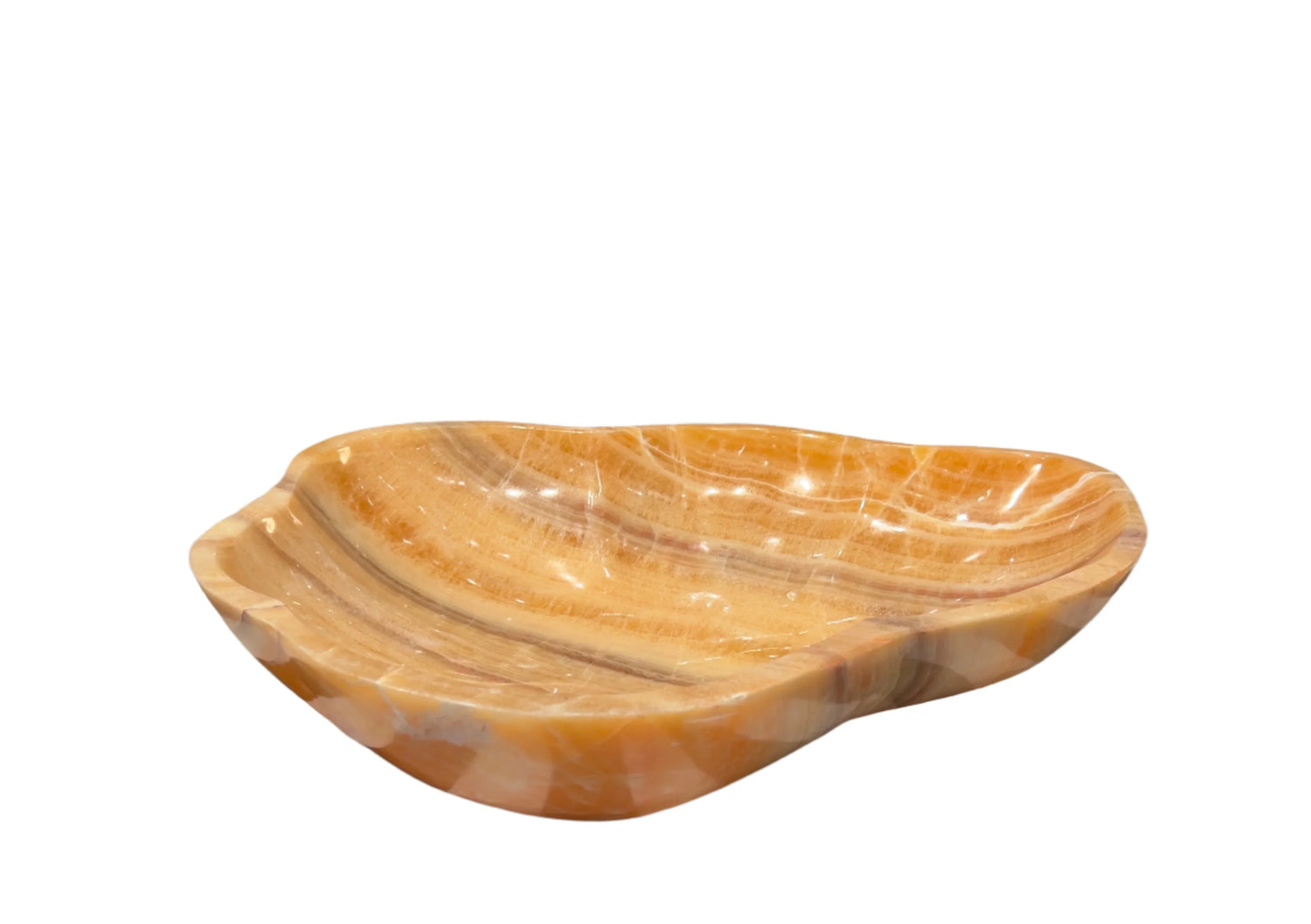 Hand-Carved Orange Calcite Centerpiece Bowl