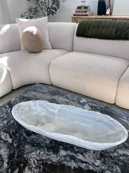 White Onyx Canoe Bowl