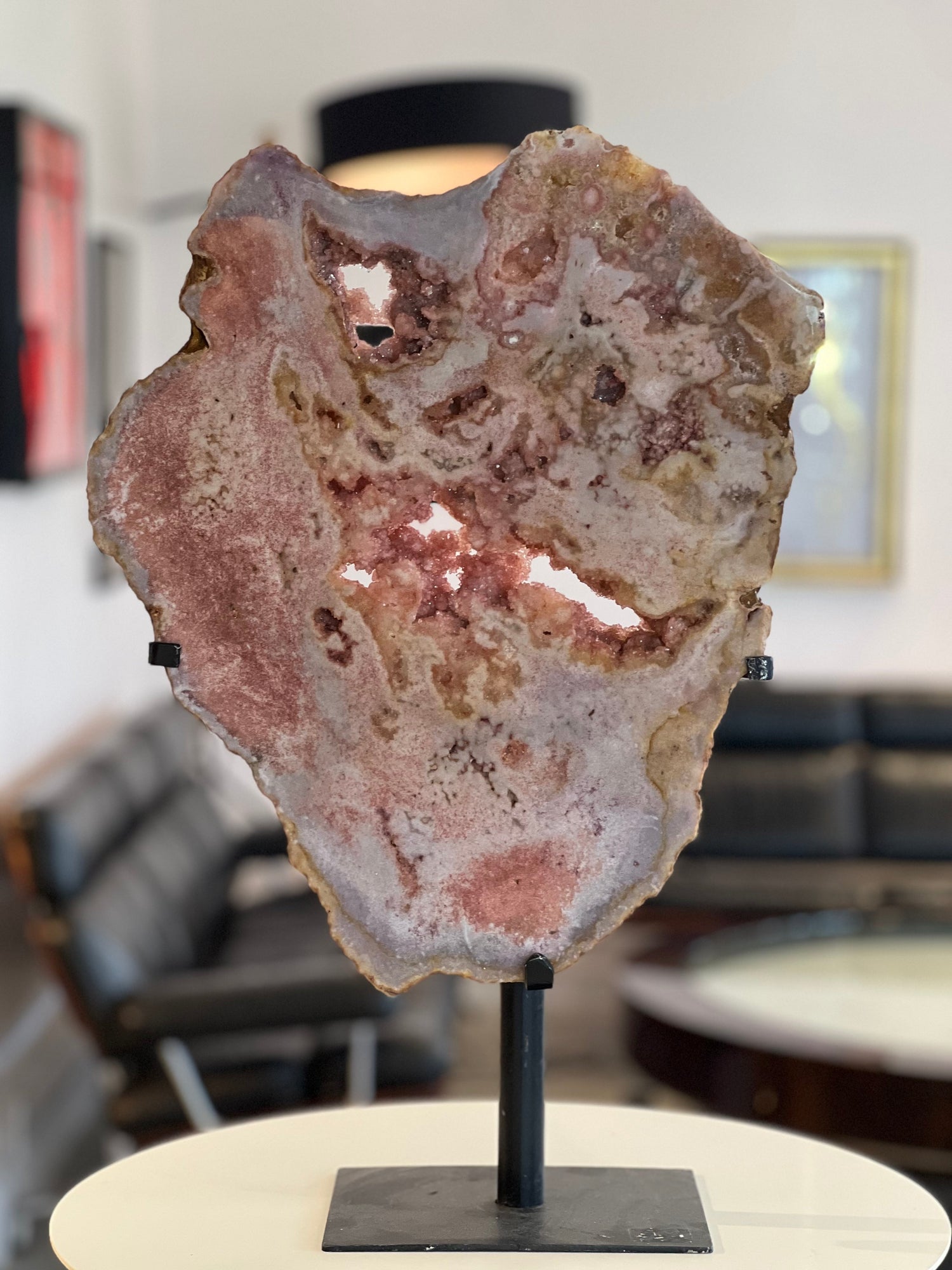 Pink Amethyst Slab on Rectangular Stand $1950