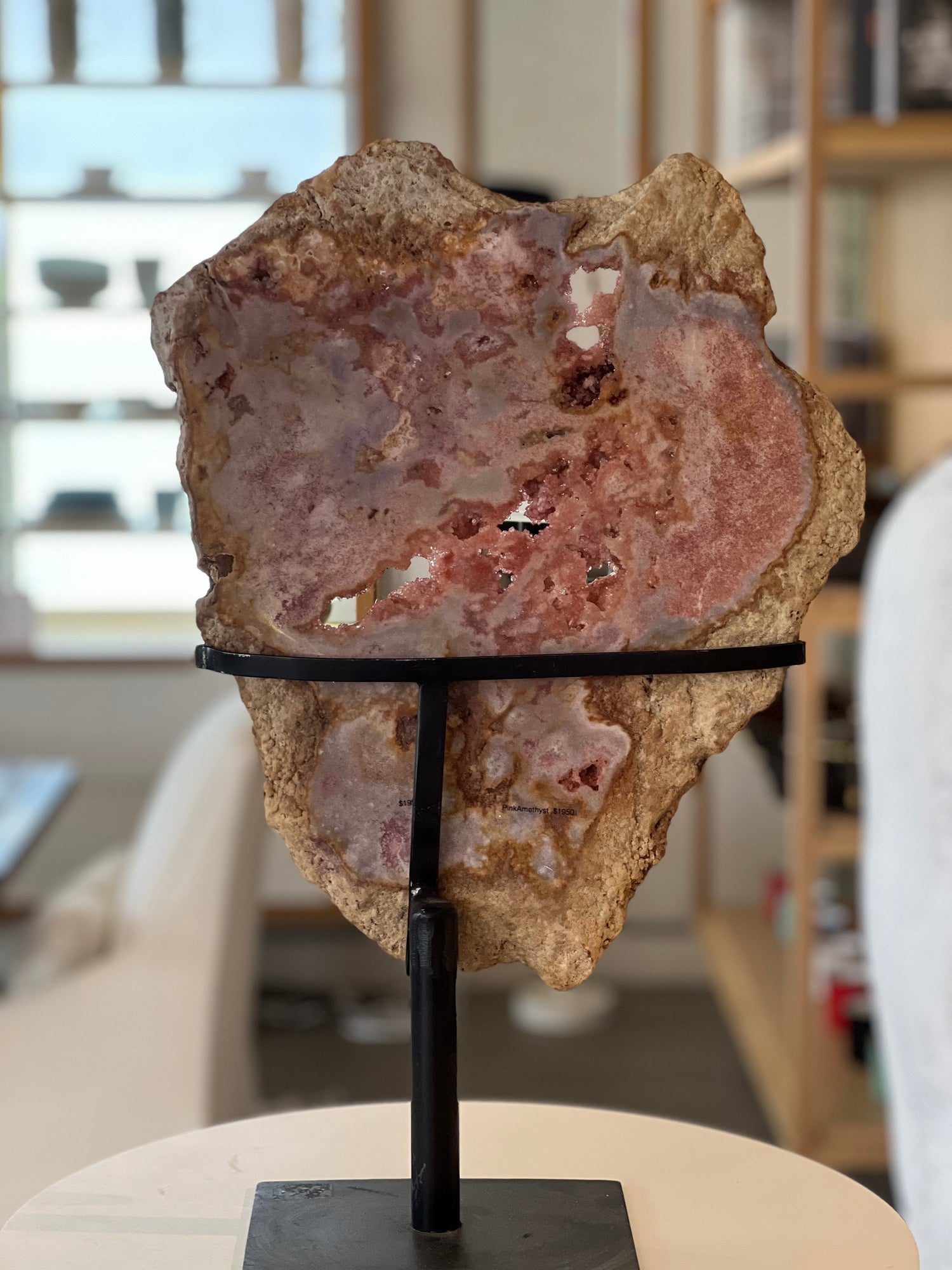 Pink Amethyst Slab on Rectangular Stand $1950