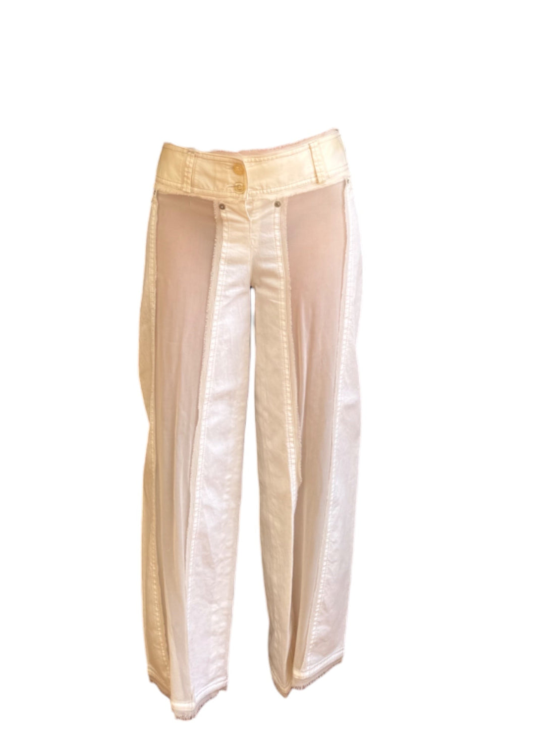 Gianfranco Ferre Ivory Sheer Panel Capris