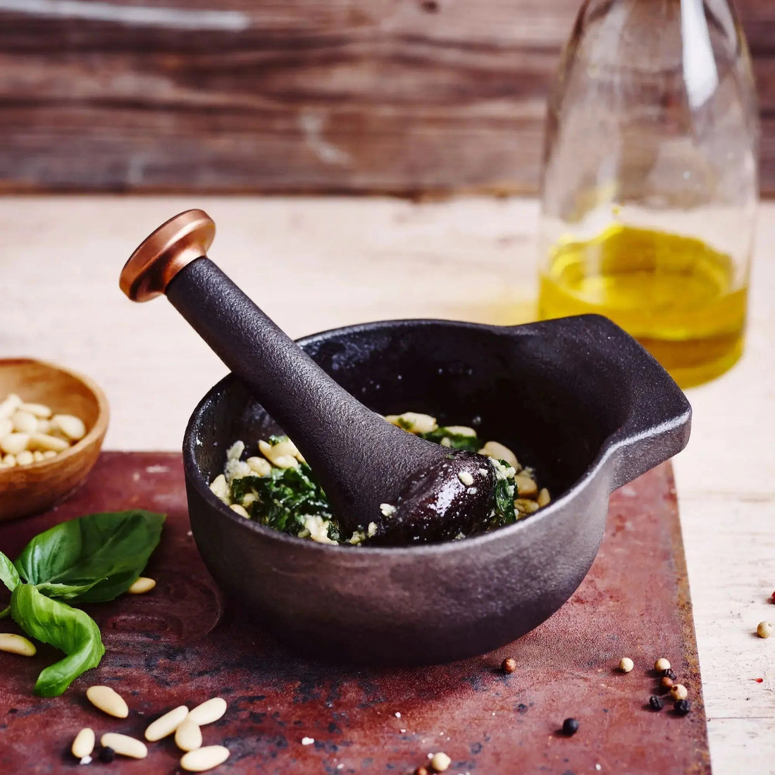 Enameled Cast Iron Mortar &amp; Pestle Set, 2-Cup