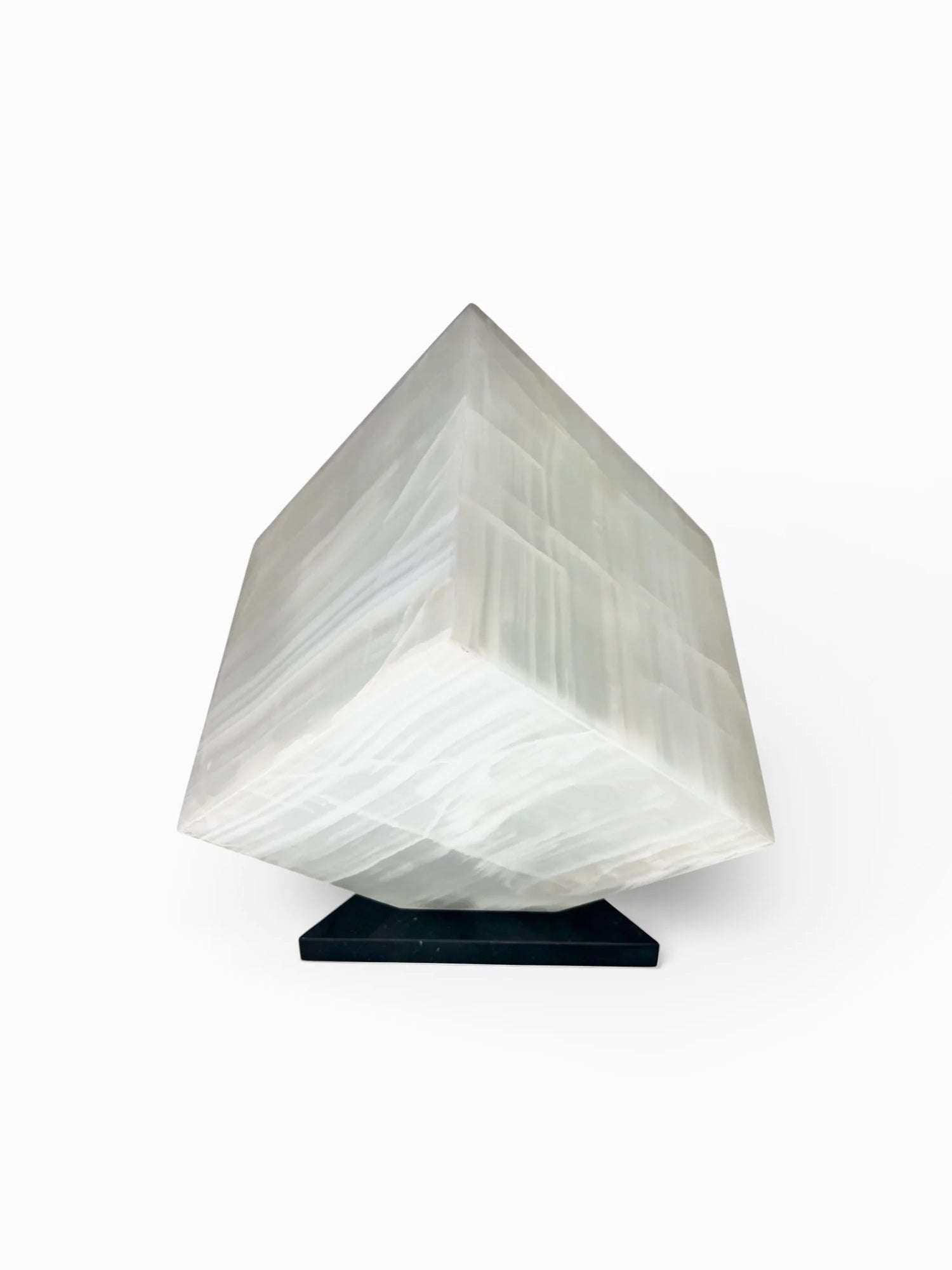 10" White Onyx Prism Cube Lamp