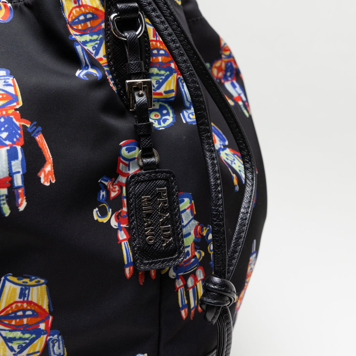 Prada Black XL Nylon Robot Print Backpack