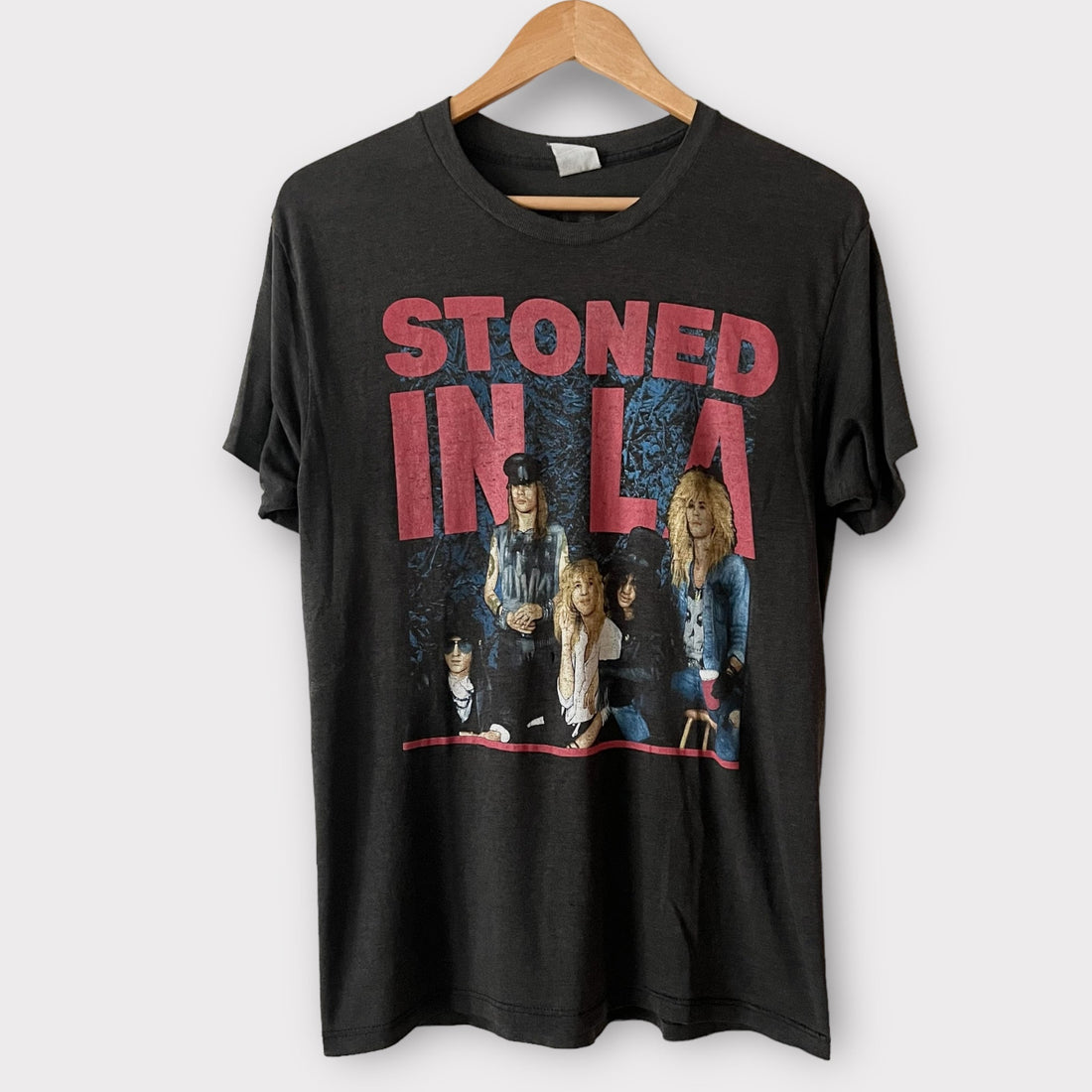 1989 Guns N Roses &quot;Stoned In LA&quot; Los Angeles Coliseum Concert Dates opening for The Rolling Stones Tour Band Tee Shirt