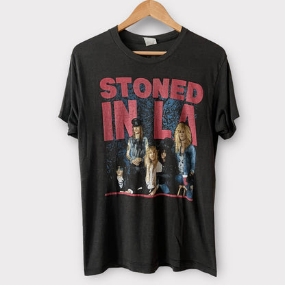 1989 Guns N Roses &quot;Stoned In LA&quot; Los Angeles Coliseum Concert Dates opening for The Rolling Stones Tour Band Tee Shirt
