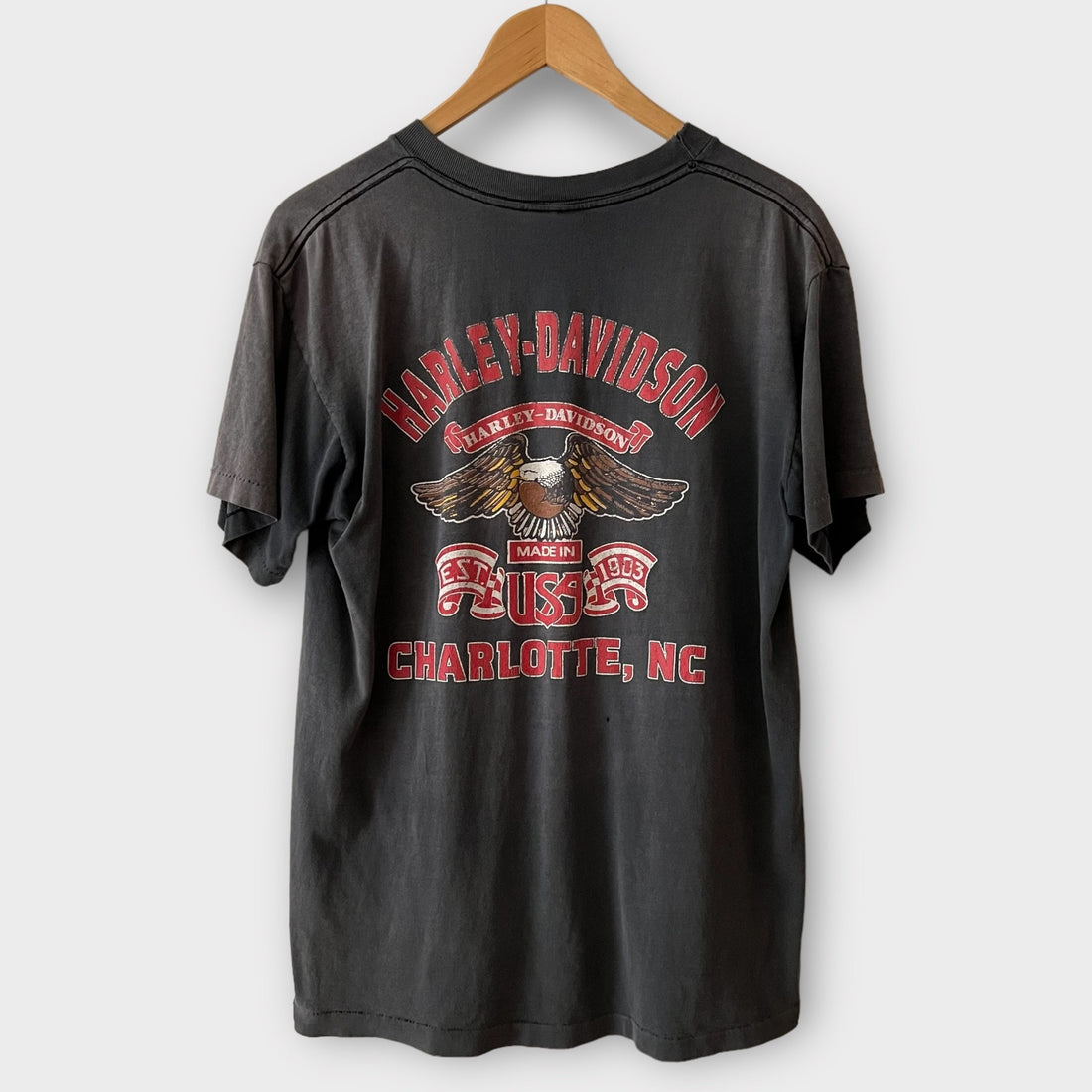 1990s Harley Davidson Motorcycle Charlotte, NC Vintage Tee Shirt