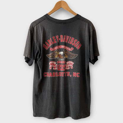 1990s Harley Davidson Motorcycle Charlotte, NC Vintage Tee Shirt