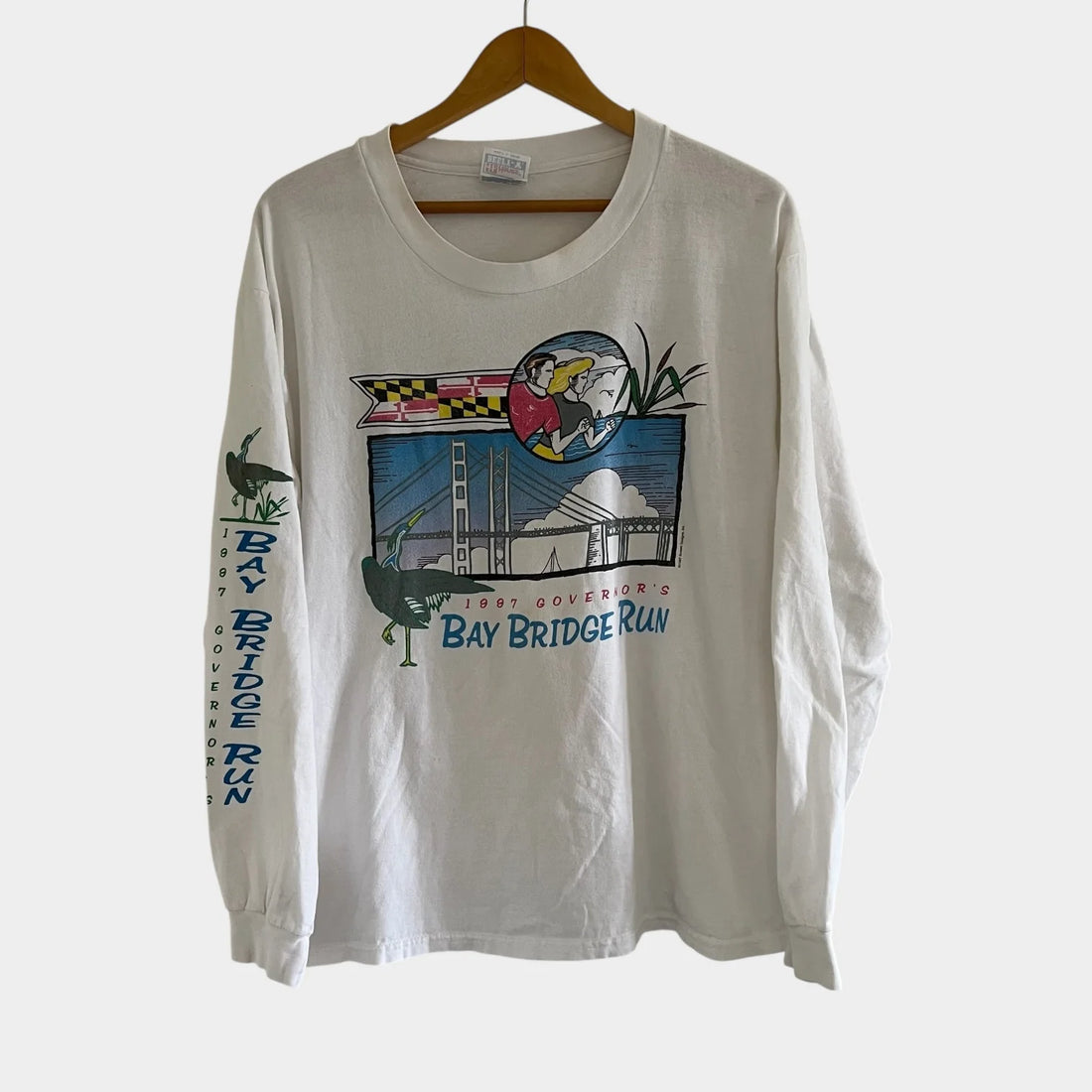 1997 Bay Bridge Run Marathon San Francisco Vintage Long Sleeve Tee Shirt