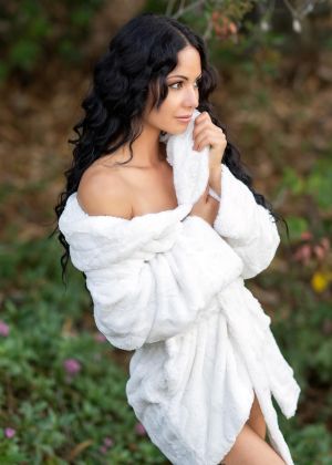 ultra plush white robe soft model wearing robe