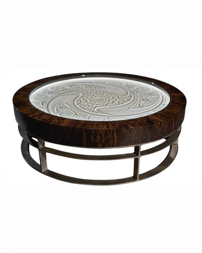 Custom made kinetic art coffee table made of bronze and ziricote 