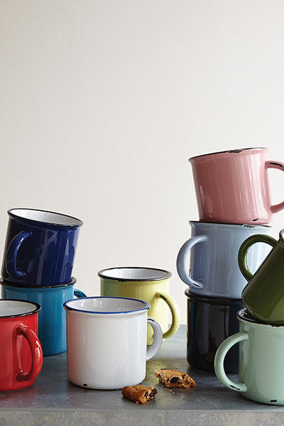 Tinware Mug in Blue - Set of 4