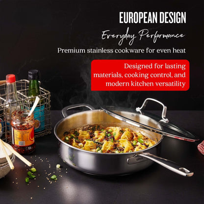 5-Ply Stainless Sauté Pan with Lid, 4-Qt