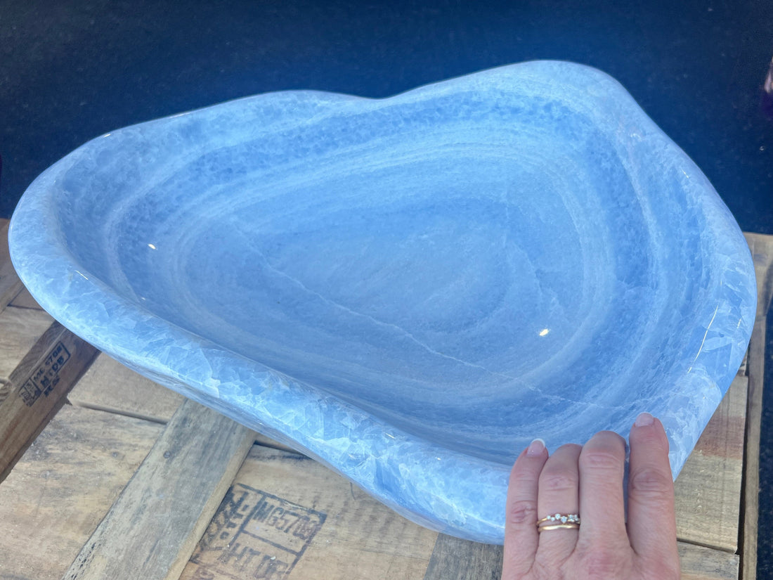 Large Blue Calcite Bowl