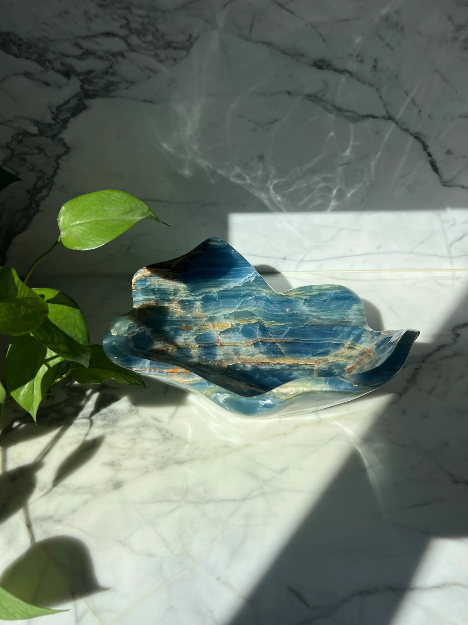 Argentinian Blue Onyx Sculptural Bowl