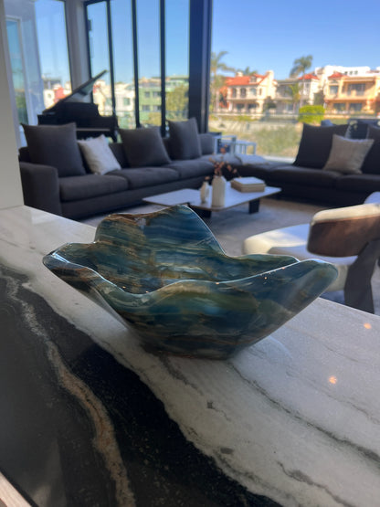 Argentinian Blue Onyx Sculptural Bowl
