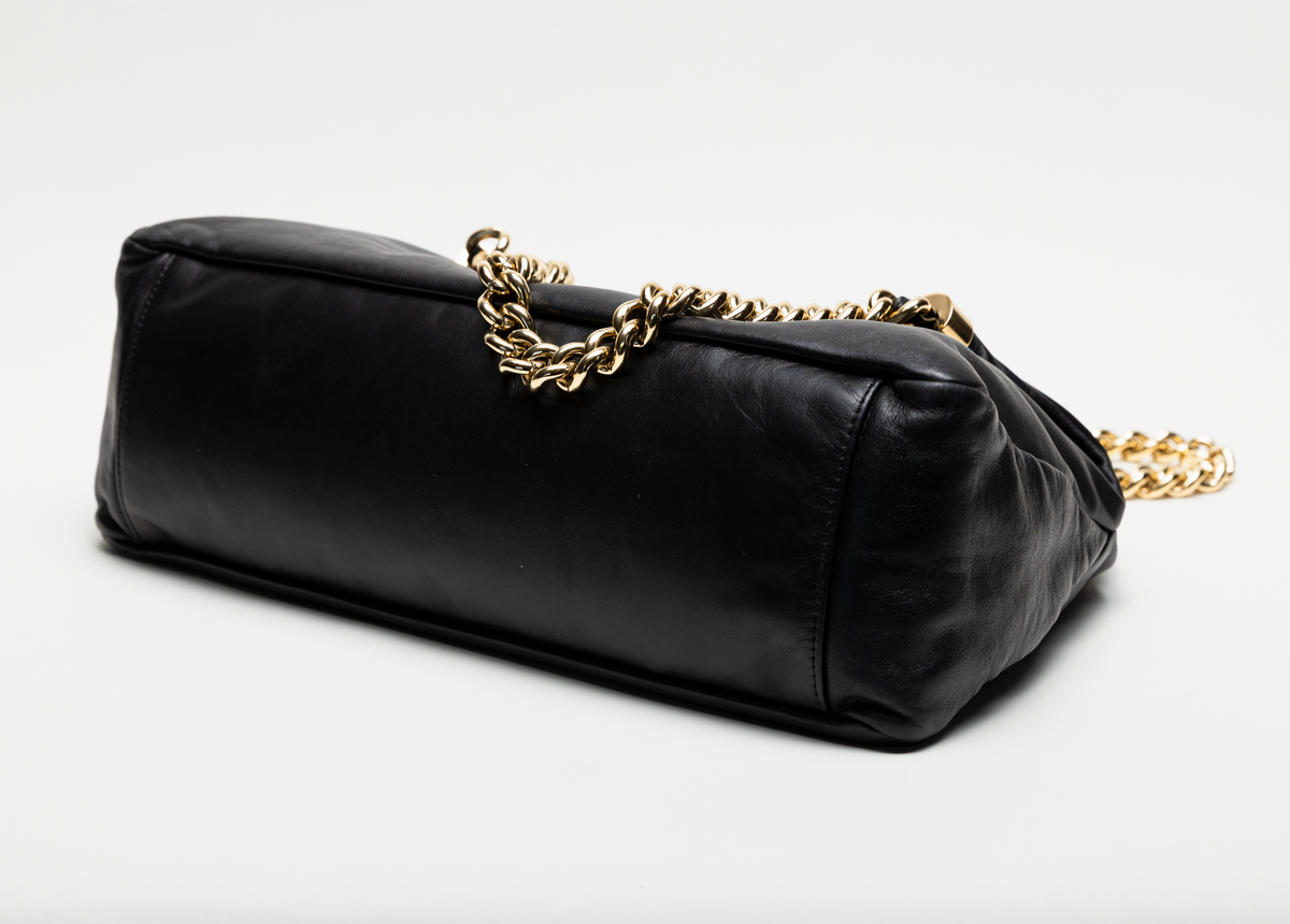 Vintage Chanel "Rodeo Drive" Black Lambskin Hobo Bag with Gold Hardware
