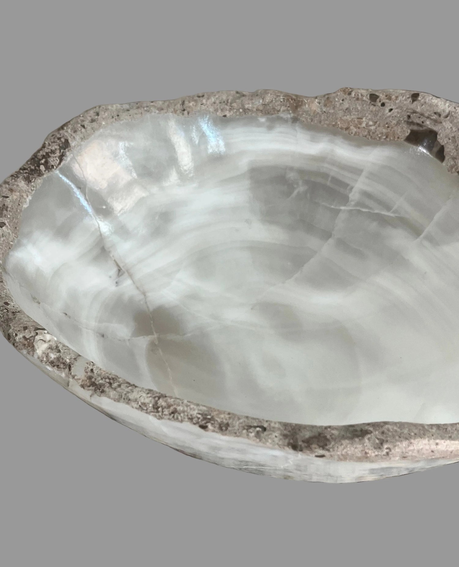 White Onyx Bowl Natural Stone Rim