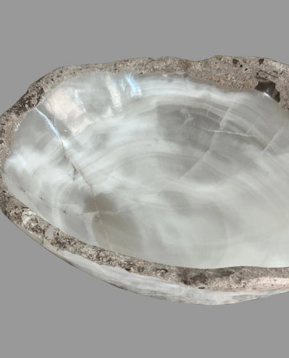 White Onyx Bowl Natural Stone Rim