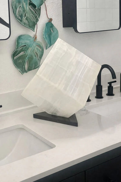10" White Onyx Prism Cube Lamp