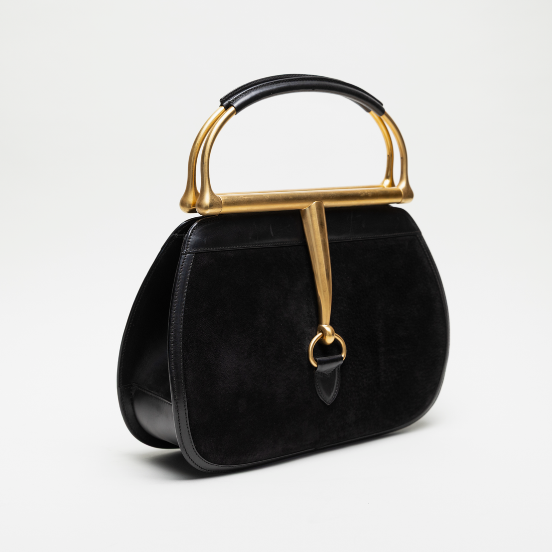 Gucci Archival 1994 Black Suede Snaffle Bit Bag