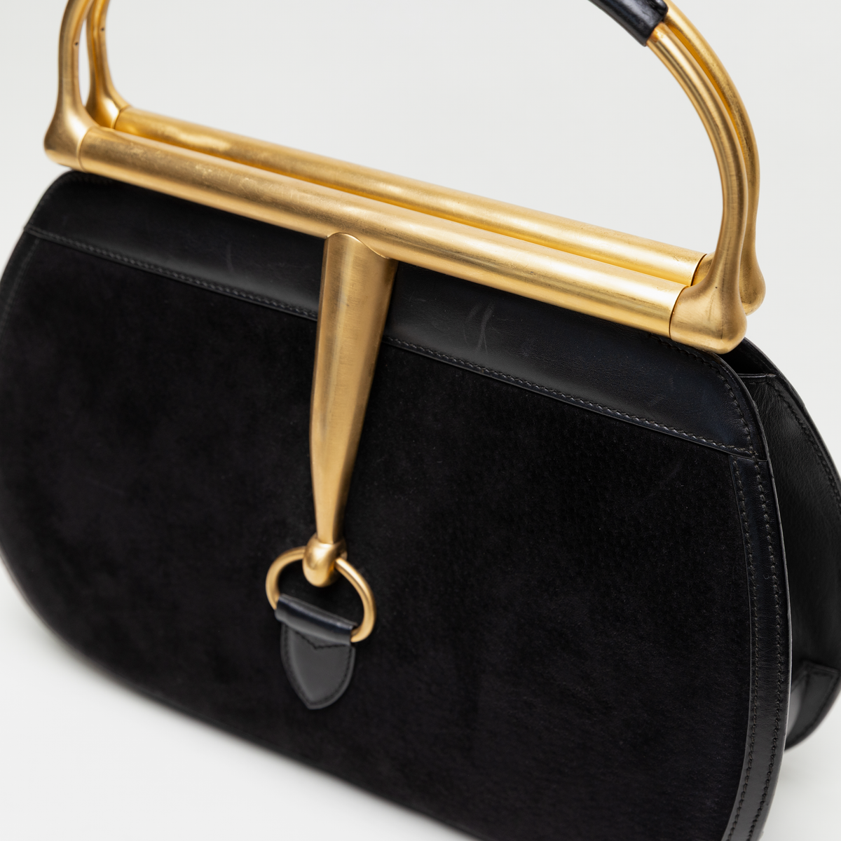 Gucci Archival 1994 Black Suede Snaffle Bit Bag