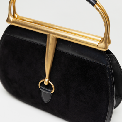Gucci Archival 1994 Black Suede Snaffle Bit Bag