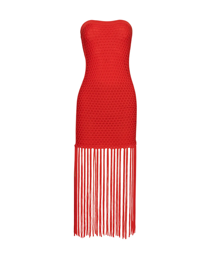 Vanessa Strapless Fringe Dress