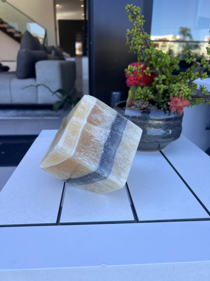 Phantom Zebra Calcite Cube with Black Band