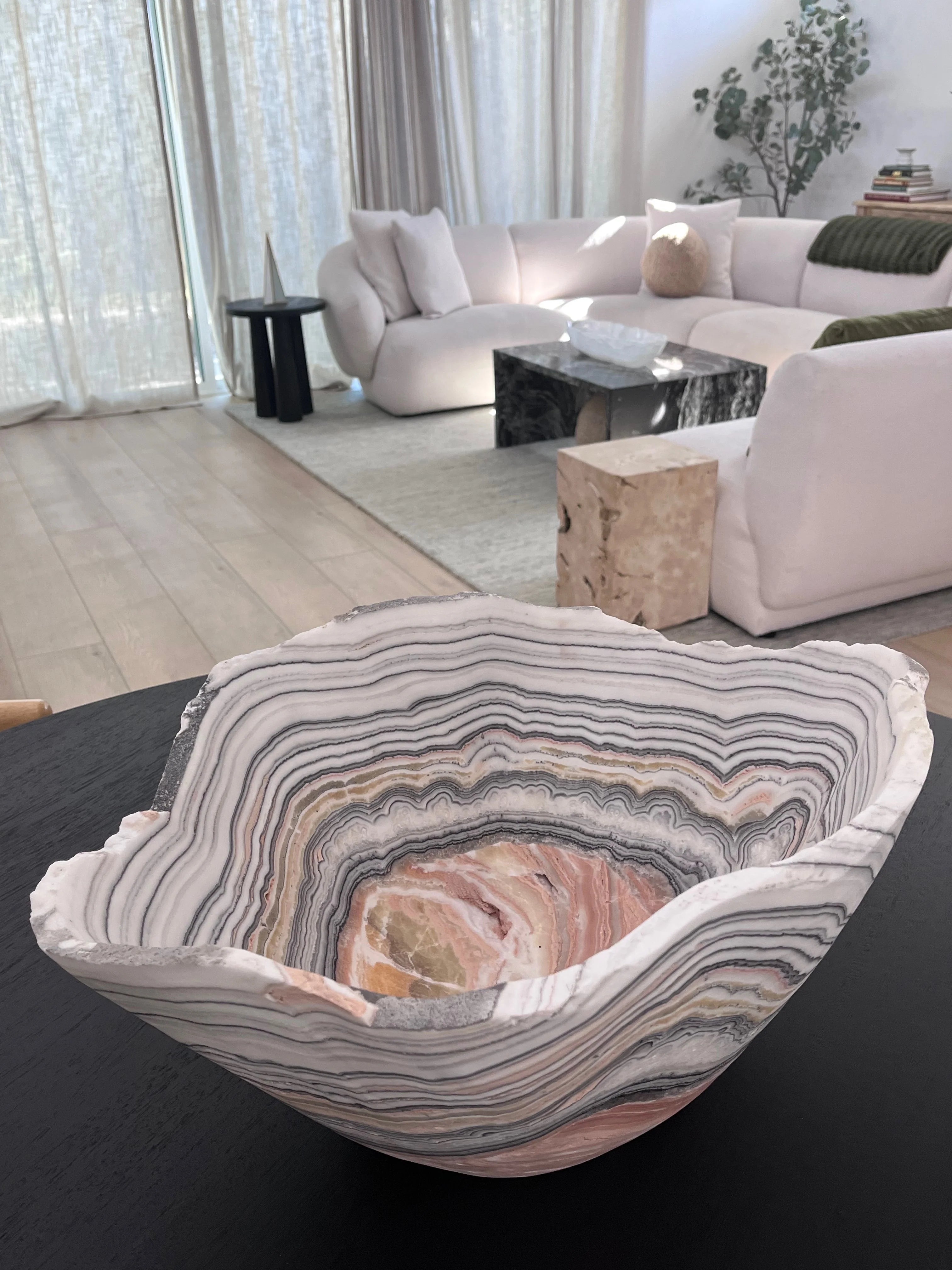 Pink Zebra Calcite Decorative Bowl
