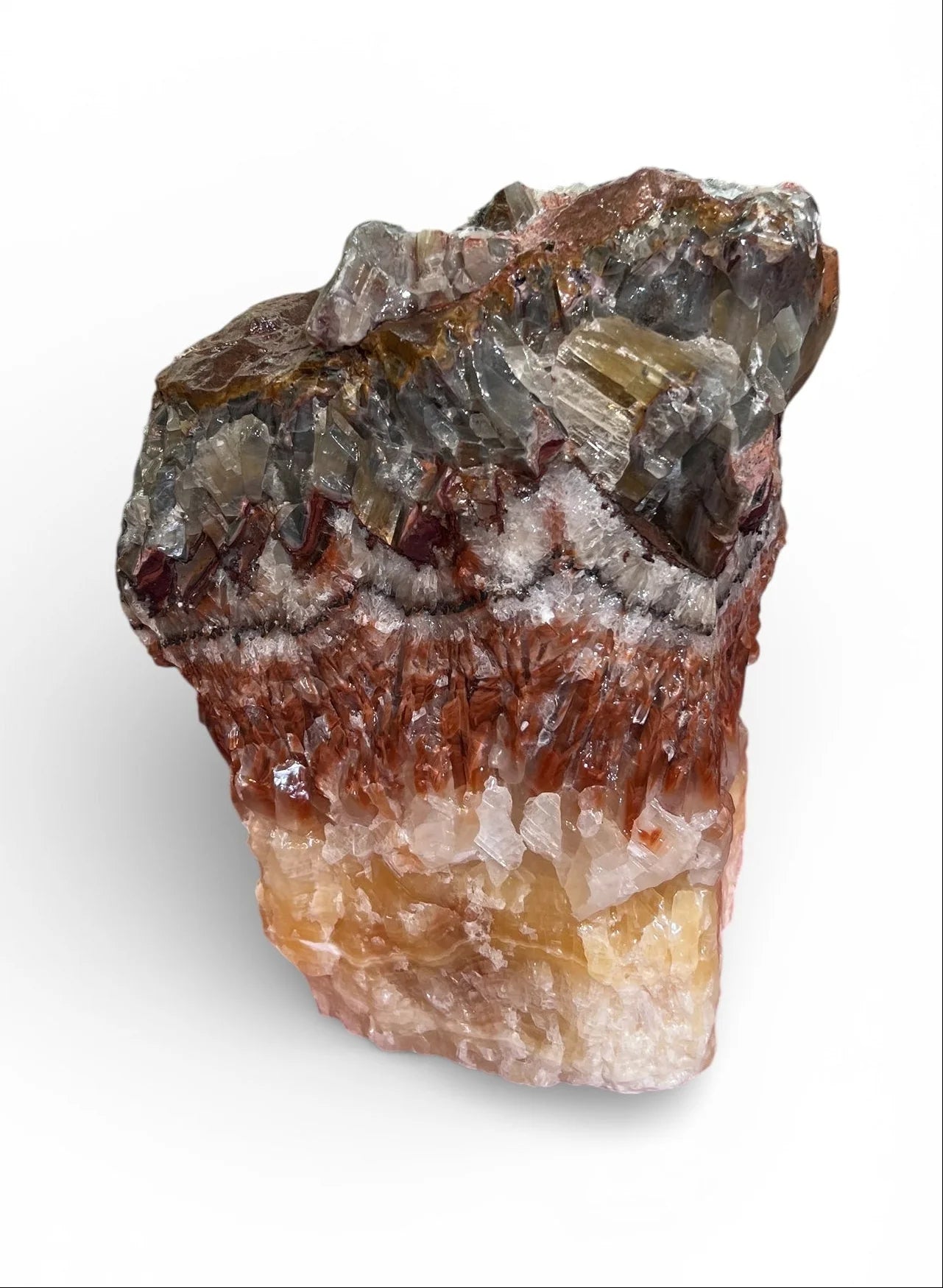 Raw Tri-Color Banded Calcite Standing Stone