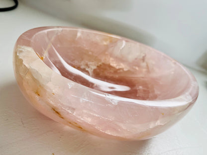 Hand Carved Rose Quartz Bowl