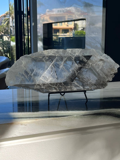 Selenite Plate with Natural Black Inclusion