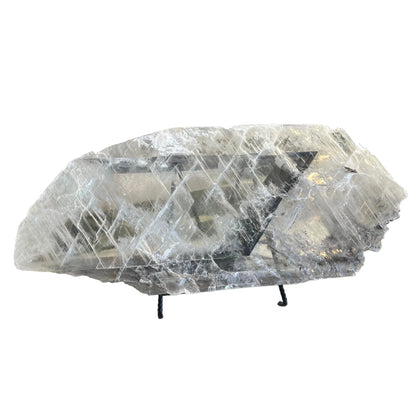 Selenite Plate with Natural Black Inclusion