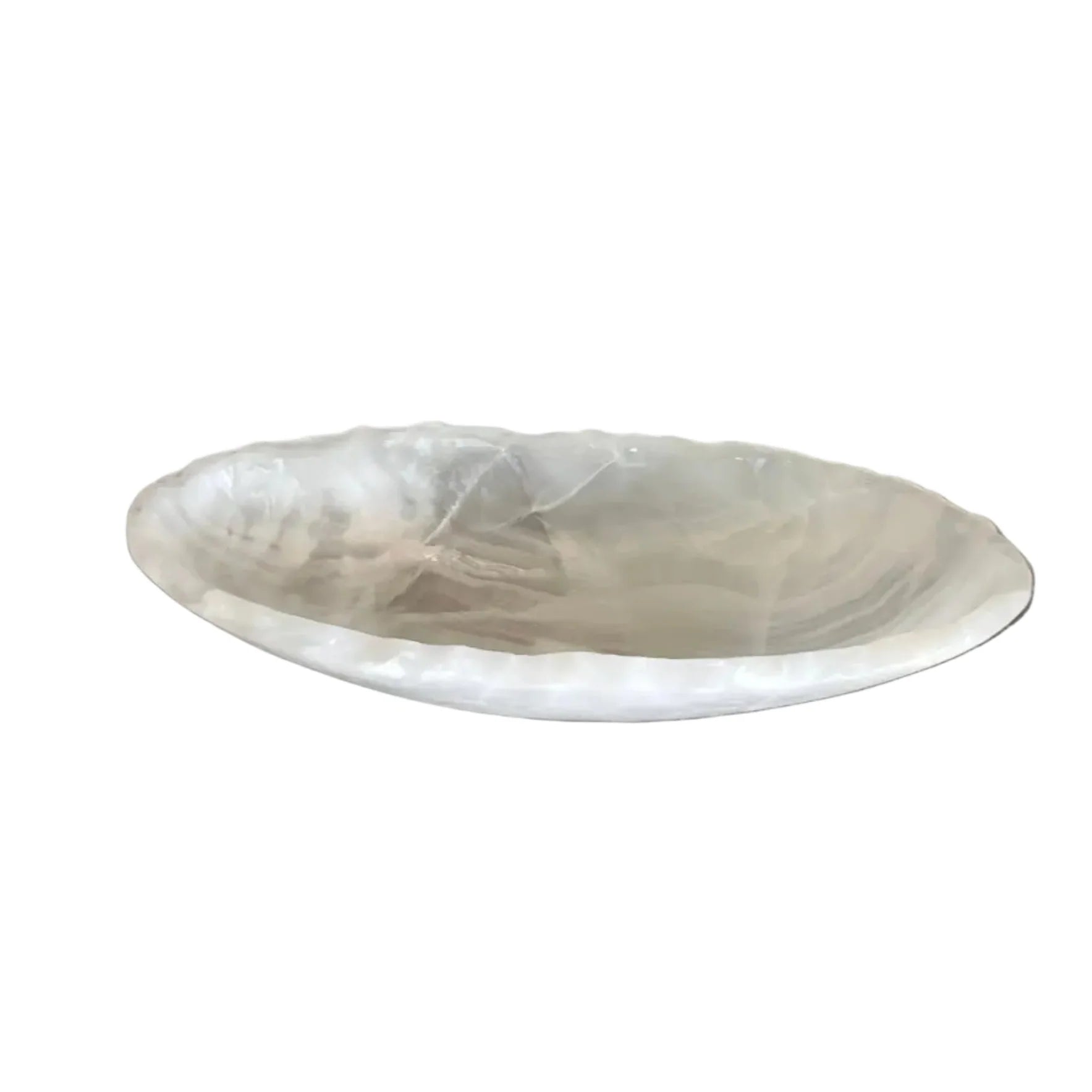 Small White Onyx Oval Bowl