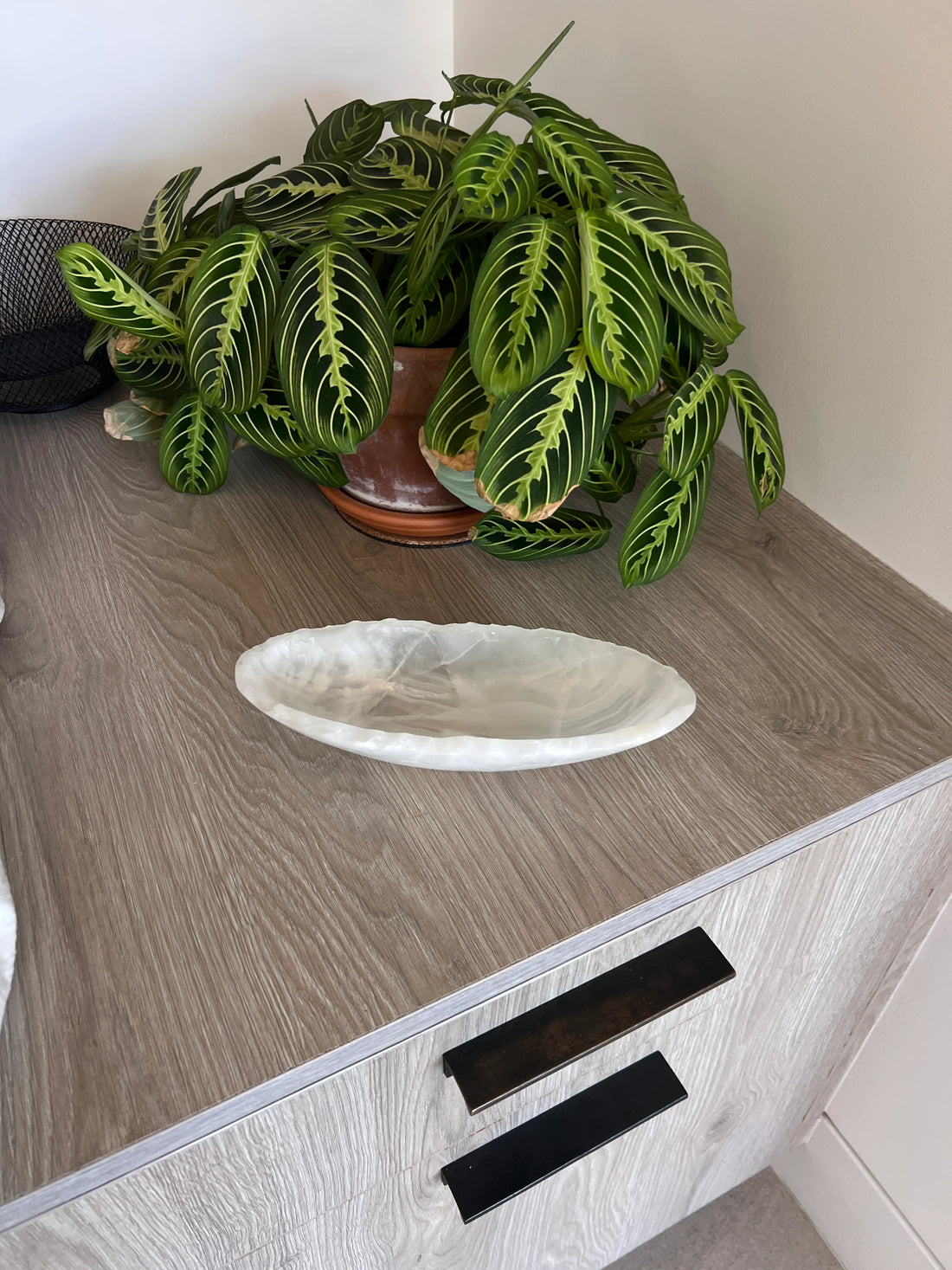 Small White Onyx Oval Bowl