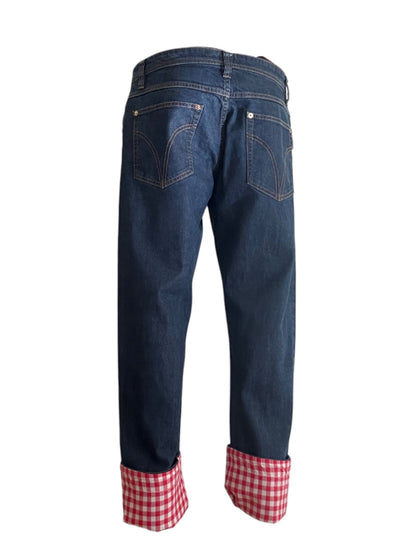 Dolce and Gabbana Plaid Hem Low Rise Loose Pants