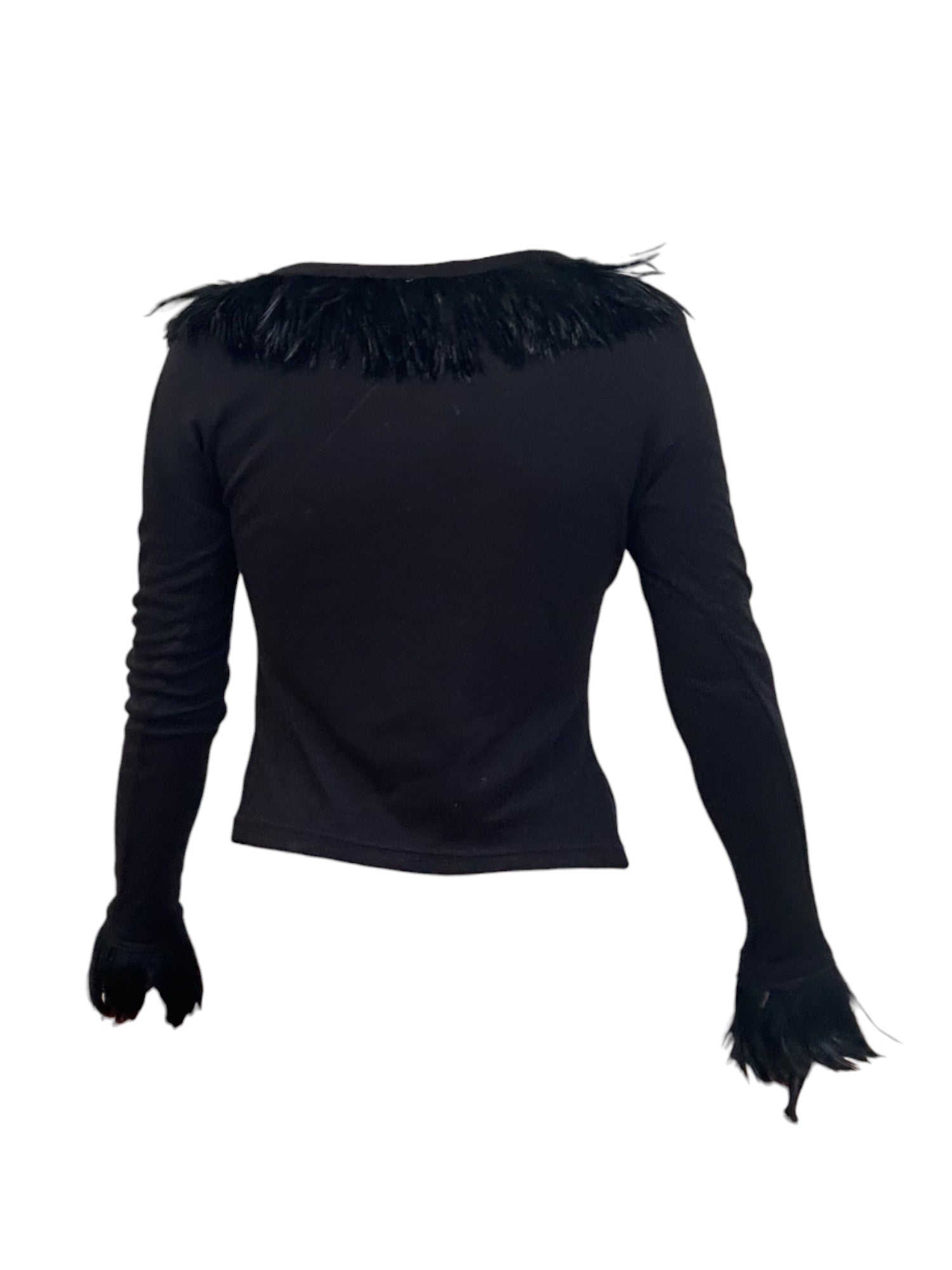 Patrizia Pieroni Feather Trim Long Sleeve Top