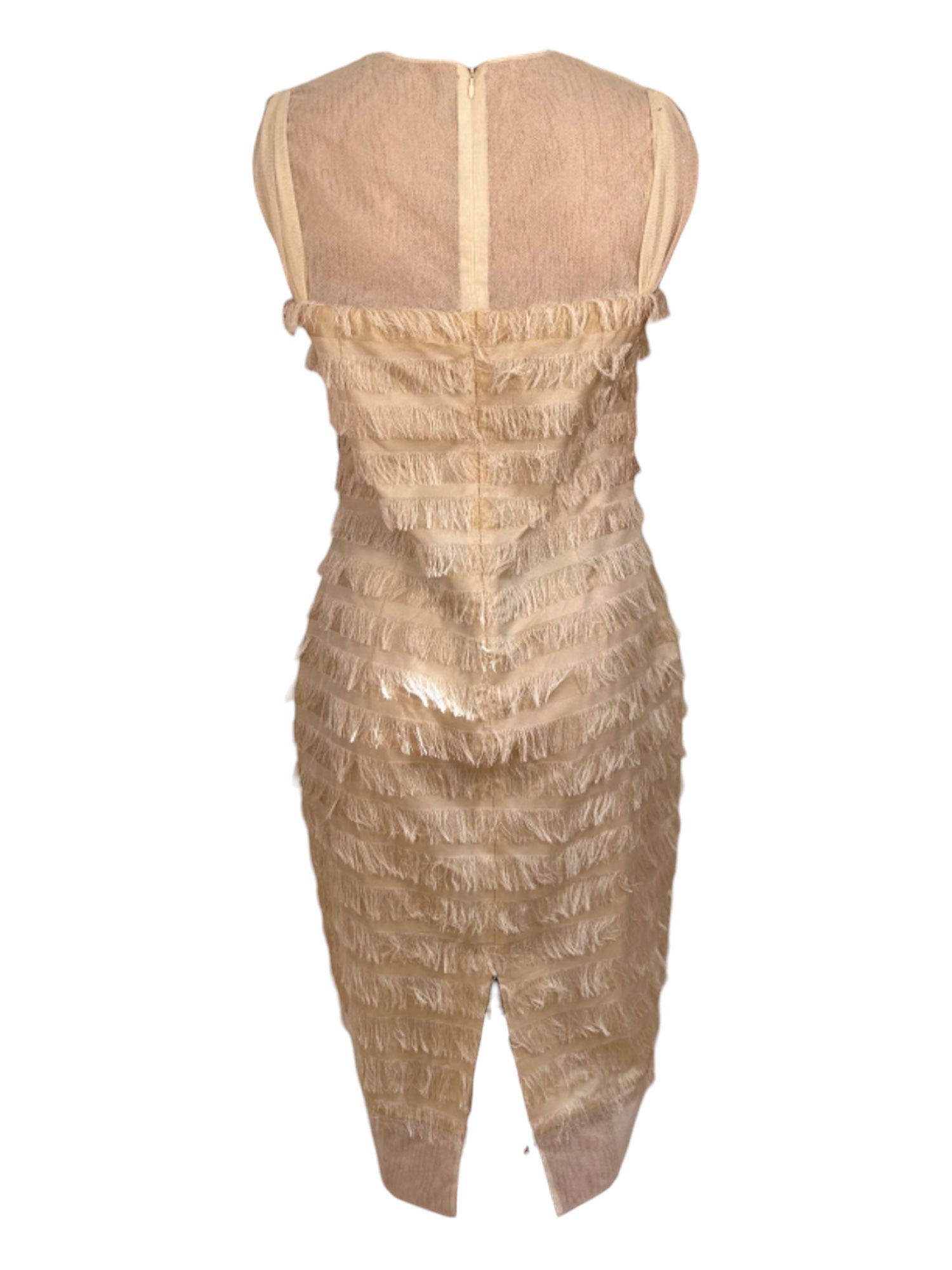 S/S 2006 Balenciaga by Nicolas Ghesquiere Ecru Mesh Fringe Dress