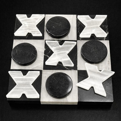 Black &amp; White Onyx Tic-Tac-Toe Board