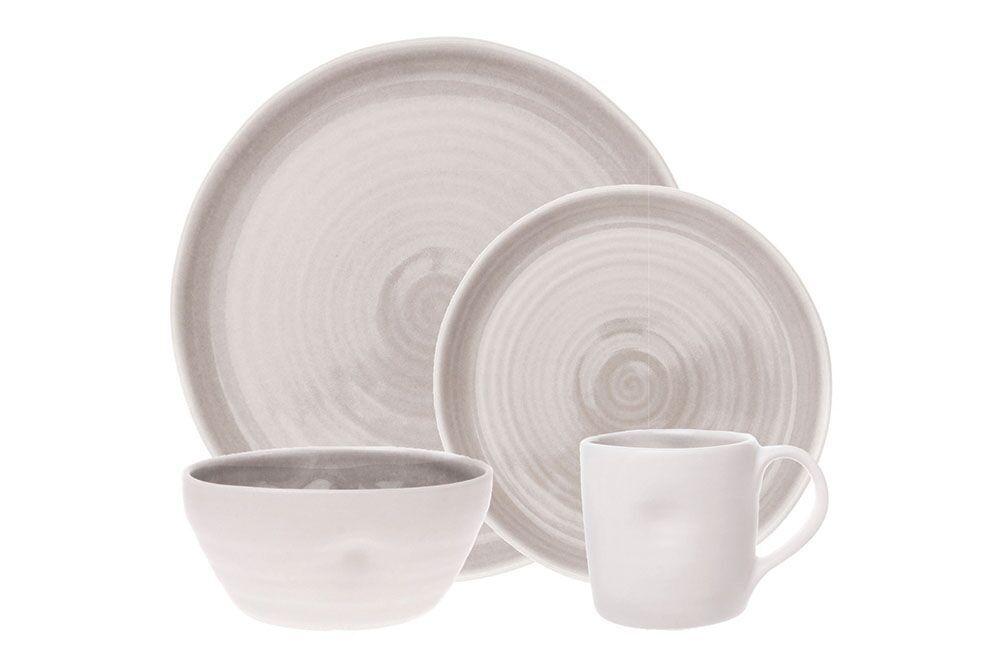 Pinch Grey Stoneware 4 Piece Dinnerware Set, Service For 1
