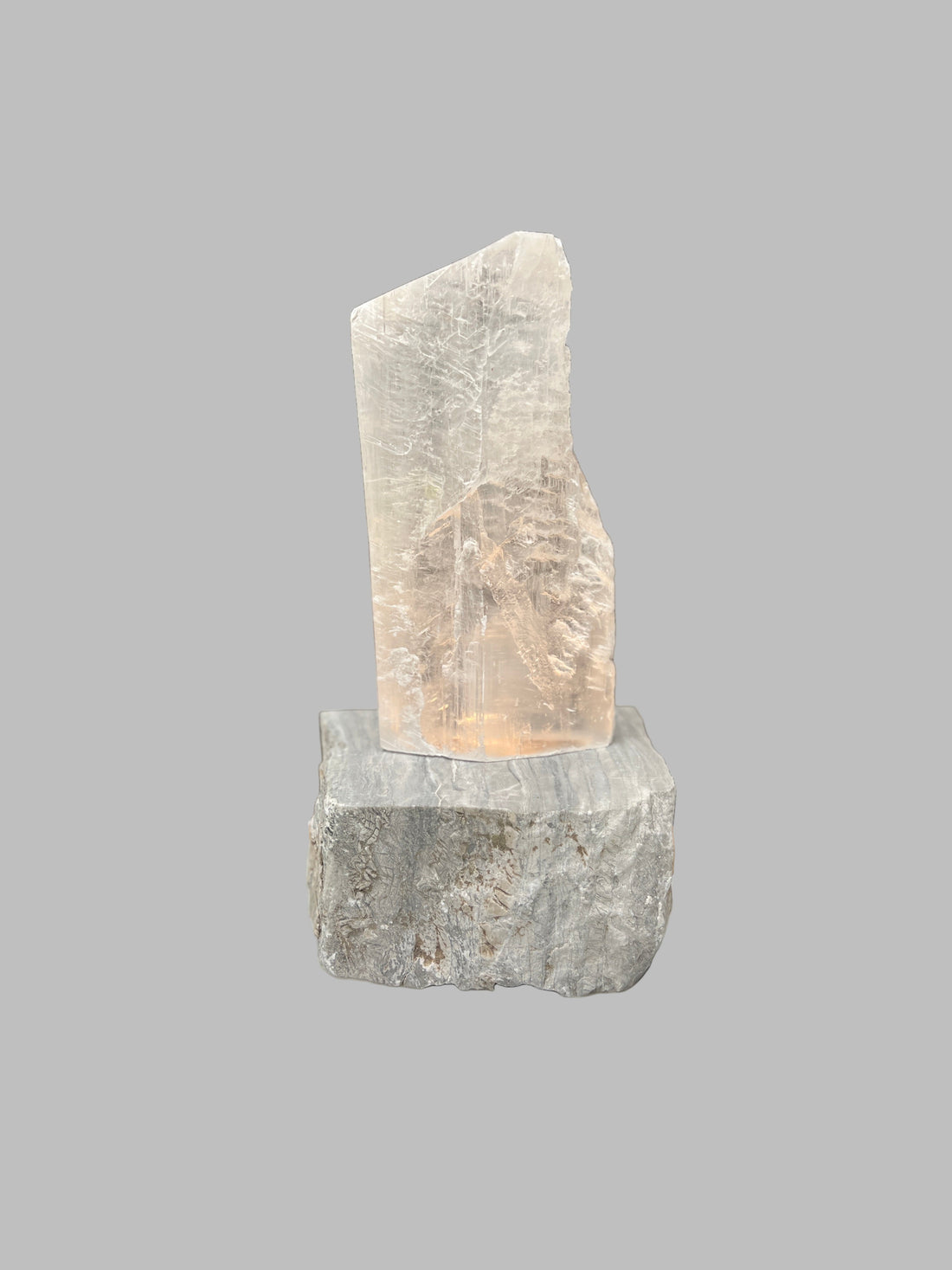 Utah Selenite Crystal Lamp with Onyx Base 