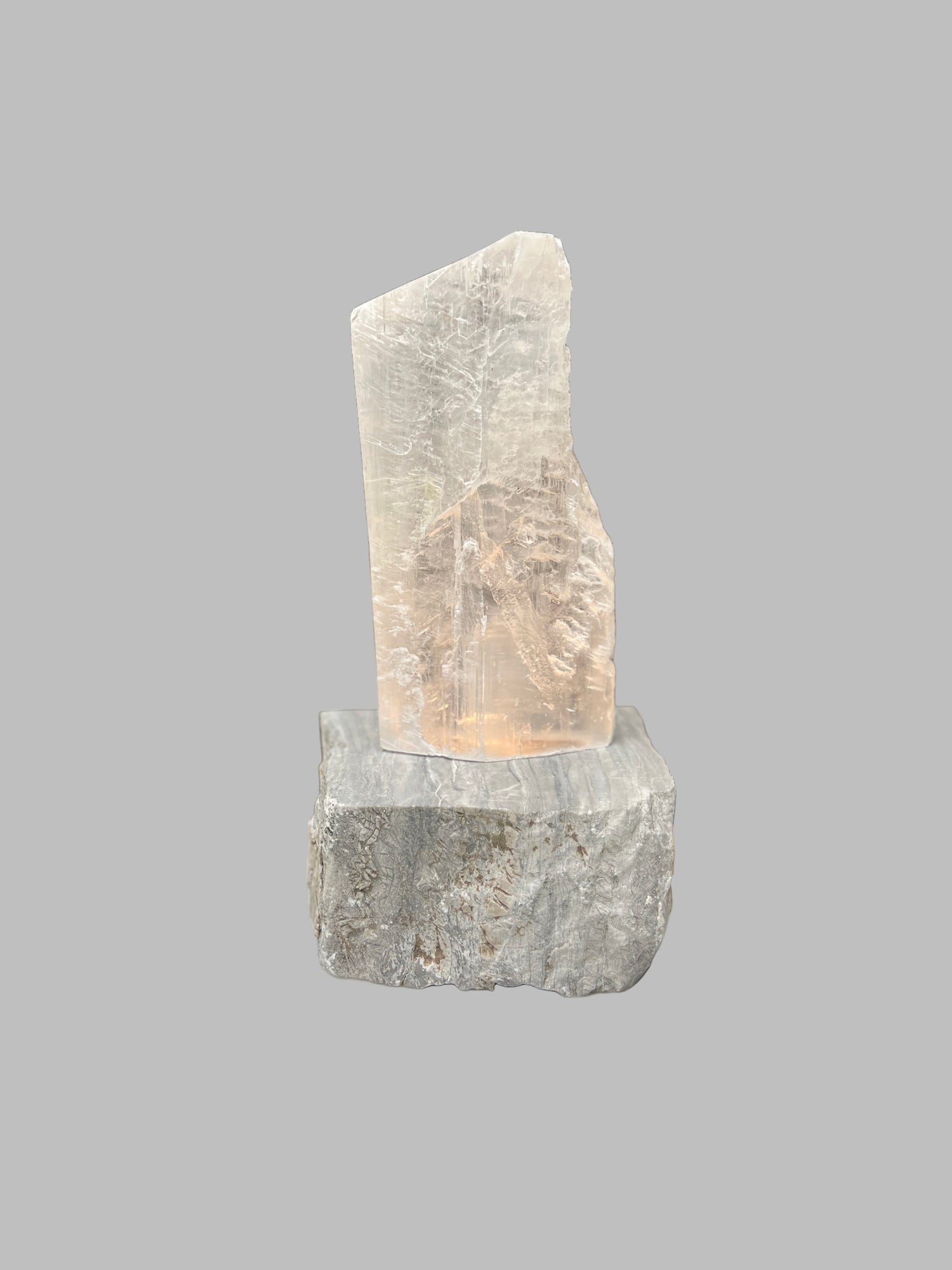 Utah Selenite Crystal Lamp with Onyx Base 