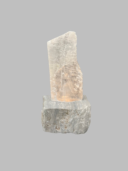 Utah Selenite Crystal Lamp with Onyx Base 