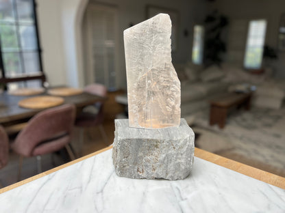 Utah Selenite Crystal Lamp with Onyx Base 