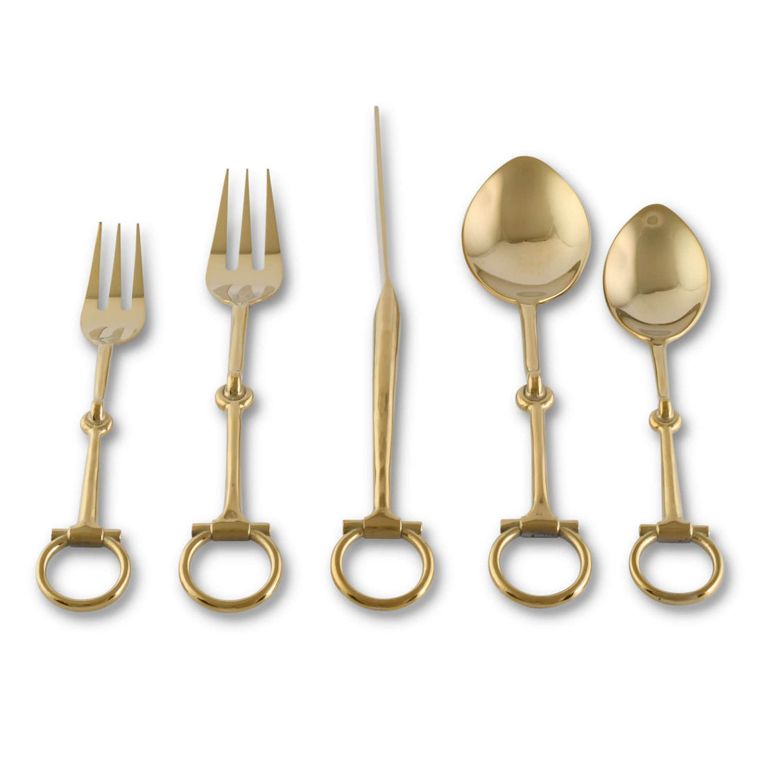 Bit Five piece Flatware Set - Stainless Steel Shiny Gold