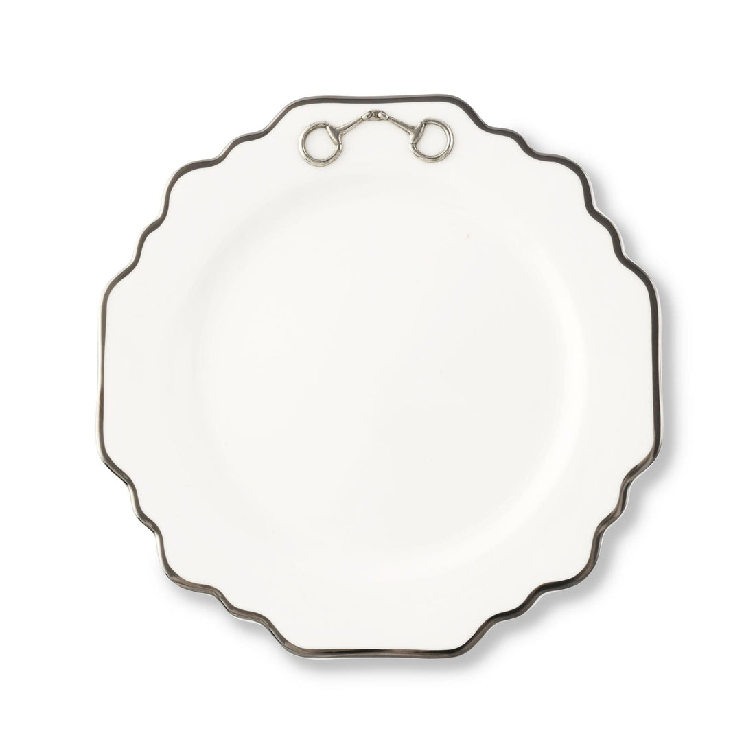 Pewter Bit Bone China Scallop Salad / Dessert Plate Platinum Rim