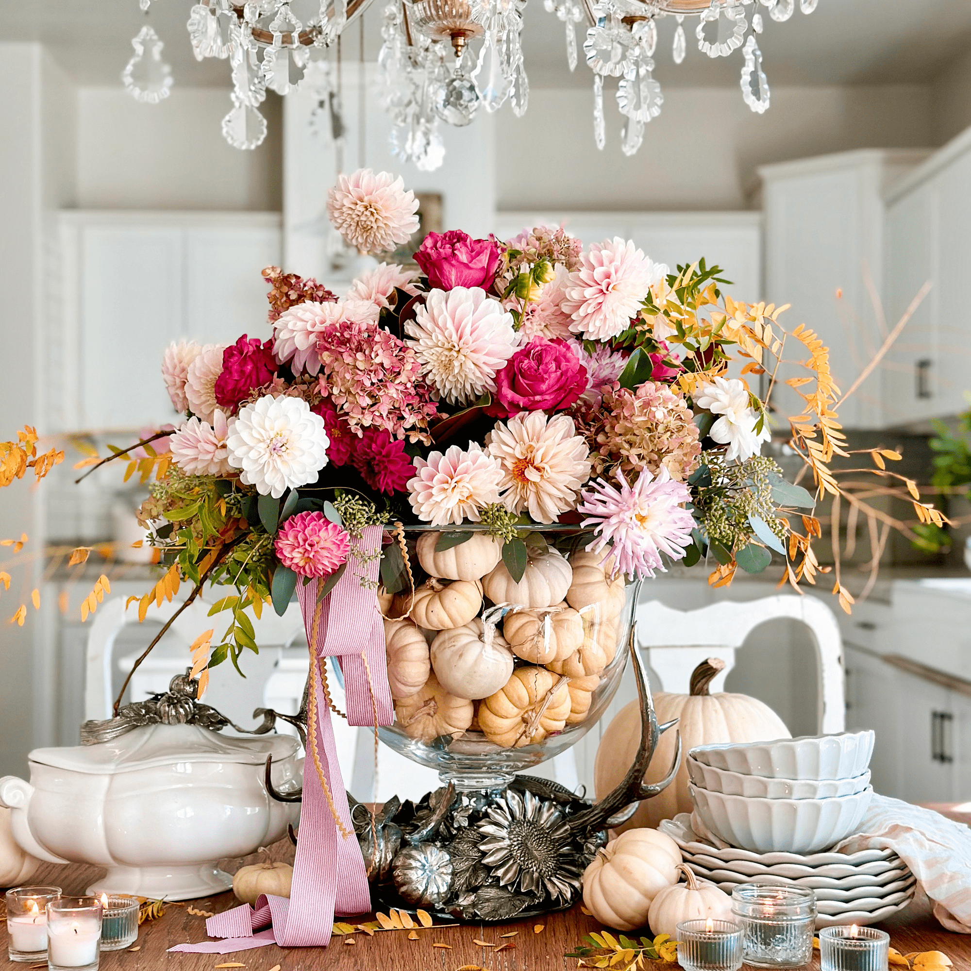 Harvest Glass Pedestal Centerpiece